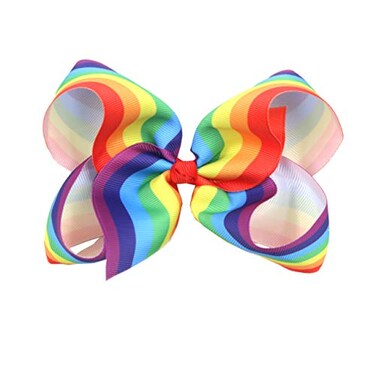 JustMyDress Rainbow Hair Bow with Clip Grosgrain Ribbons HairClips for Girls JB35 Rainbow Bow one size