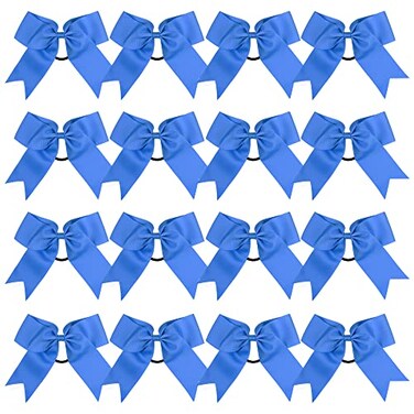 ICObuty Cheer Bows 6 Inch Ponytail Holder Hair Tie 16 Pcs Hair Bow Cheerleader Bows Hair Tie Columbia blue
