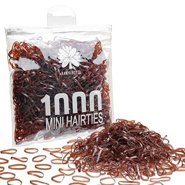 KANPRINCESS Kanprincess 1000pcs Brown Mini Rubber Bands Soft Small Hair Ties for Kids Toddlers Girls Elastic Ponytail Accessories No Damage Baby Hair Styling Brown