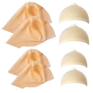 Iceyyyy 8 Piece Bald Caps for AdultsLatex Bald Cap with Head Wig Cap Costume Accessories for Halloween Makeup Party Costume