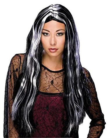 Rubies Adult Streaked Costume Wig BlackGrey 24Inch