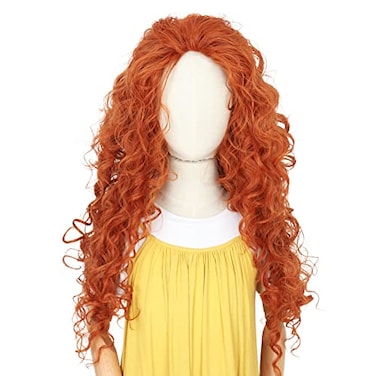 Yan Dream Princess Wig Long Curly Copper Red Halloween Costume Wig
