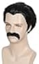 Linfairy Short 80s Costumes Mens Disco Dirt Bag Wig Moustache Halloween Cosplay Costume Black Wig