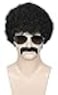Linfairy Short 80s Costumes Mens Disco Dirt Bag Wig Moustache Halloween Cosplay Costume Curly Black Wig