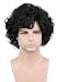 karlery Mens Black Short Fluffy Curly Wig Halloween Cosplay Wig Anime Costume Party Wig