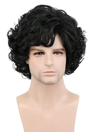 karlery Mens Black Short Fluffy Curly Wig Halloween Cosplay Wig Anime Costume Party Wig