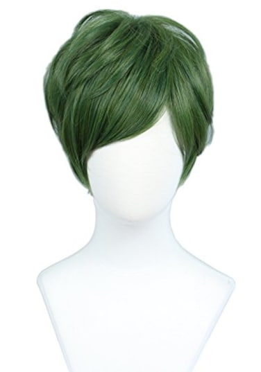 Linfairy Short Straight Cosplay Wig Halloween Costume Wig green