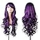EmaxDesign Wigs 32 inch Wavy Curly Cosplay Wig With Wig Cap and Comb Dark Purple