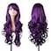 EmaxDesign Wigs 32 inch Wavy Curly Cosplay Wig With Wig Cap and Comb Dark Purple