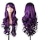 EmaxDesign Wigs 32 inch Wavy Curly Cosplay Wig With Wig Cap and Comb Dark Purple