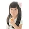 OMORFIEER Black Straight Wigs for Kids Child Flat Bangs Heat Friendly Cosplay Wig