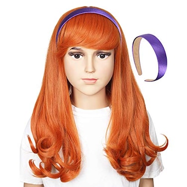 ColorGround Orange Wavy Cosplay Wig with Purple Headband