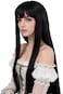 LeMarnia Black Long Straight Bangs Wigs for Girls Halloween Costume Party Wig
