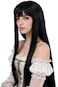 LeMarnia Black Long Straight Bangs Wigs for Girls Halloween Costume Party Wig