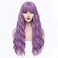 PATTNIUM Long Curly Wavy Wig with Bangs for Women Synthetic Halloween Cosplay Wig Lavender Purple