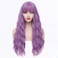 PATTNIUM Long Curly Wavy Wig with Bangs for Women Synthetic Halloween Cosplay Wig Lavender Purple