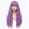 PATTNIUM Long Curly Wavy Wig with Bangs for Women Synthetic Halloween Cosplay Wig Lavender Purple