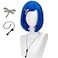 FALAMKA Light Blue Wigs with Bangs Short Bob Wig Cosplay Costume Halloween Small size light blue