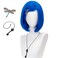 FALAMKA Light Blue Wigs with Bangs Short Bob Wig Cosplay Costume Halloween Small size light blue