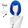 FALAMKA Light Blue Wigs with Bangs for Women Short Bob Wig Cosplay Costume Halloween Large size light blue