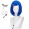 FALAMKA Light Blue Wigs with Bangs for Women Short Bob Wig Cosplay Costume Halloween Large size light blue