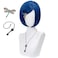 FALAMKA Dark Blue Wigs with Bangs Short Bob Wig Cosplay Costume HalloweenSmall size Dark Blue