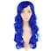 MapofBeauty 24 Inch60cm Charming Synthetic Long Wavy Side Bangs Women Party Anime Cosplay Wig Navy Blue