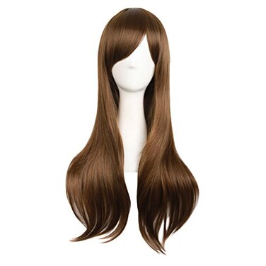 MapofBeauty 2870cm Women Side Bangs Long Curly Hair Cosplay WigBrown