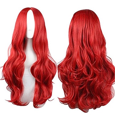 Sharebeauty 295 Womens Long Wavy Synthetic Red Wig Anime Cosplay Halloween Costume Party Wig