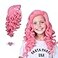 FantaLook Long Curly Pink Cosplay Wig with Hairpin for Halloween PartySmall Size