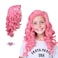 FantaLook Long Curly Pink Cosplay Wig with Hairpin for Halloween PartySmall Size