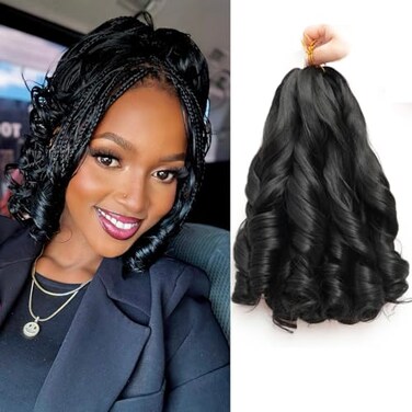 TUVOJALE French Curl Braiding Hair 1B 12 Inch 8 Packs