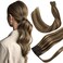 Hetto Ponytail Extension Human Hair Highlights Brown Blonde 16Inch 80g
