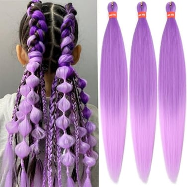 DAN NING Ombre Romantic Purple Braiding Hair Pre Stretched 30 Inch 3 Packs Synthetic Fiber Yaki Texture PreFeathered Box Braid Extensions