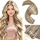 LaaVoo Micro Bead Hair Extensions Real Human Hair Highlight Micro Loop Hair Extensions Light Brown Highlighted with Platinum Blonde 50g 50s 22 Inch