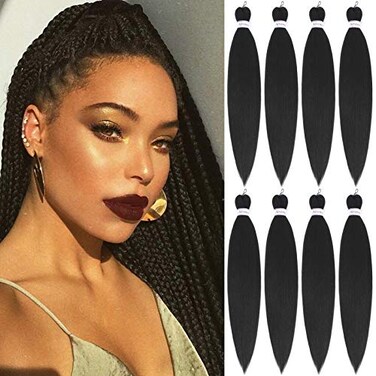 Alrence Pre Stretched Braiding Hair Long Braid 30 Inch 8 Packs Professional Braiding Hair Extensions Synthetic Crochet Twist Braids 30 Inch 1