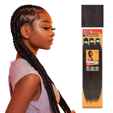 Sensationnel Xpression prestretched braiding hair 3x braid 58 inch all kanekalon flame retardant synthetic braid for box braids and twists 3 pack 2 DARKBROWN