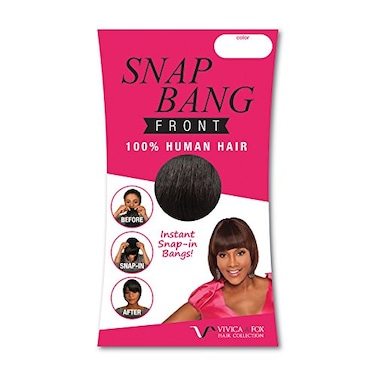 Vivica A. Vivica A Fox SNAP BANG FRONT 100 Human Hair ClipIn Bangs SnapIn Front Bang for Quick Styling Thick Fake Bangs for Women Heat Resistant 4 Medium Dark Brown