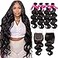 Flady 10A Brazilian Body Wave 4 Bundles with Closure Unprocessed Brazilian Virgin Human Hair Bundles with Closure 14 16 18 2012 Closure