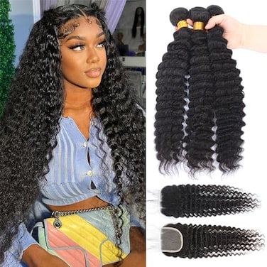 ROYAL IMPRESSION 16A Brazilian Virgin Deep Wave Hair 3 Bundles with Closure 22 24 2620Closure 100 Unprocessed Virgin Brazilian Pineapple Wave Bundles with Closure Natural Color