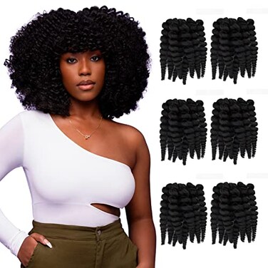 Darling Flexi Rod Curls 6X Crochet Hair Extensions 3 packs of 2x per pack Natural Soft Texture Fluffy Wand Curl 14 Inch 1B