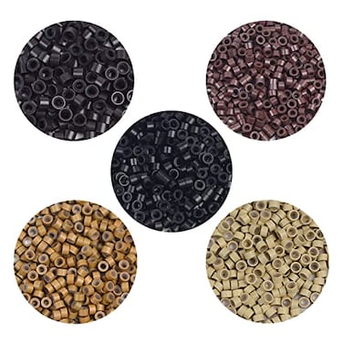 YTBYT 500 Pcs Silicone Lined Micro Rings Beads 5mm Hair Extentions Beads for I Tip Hair Extensions Dark Brown