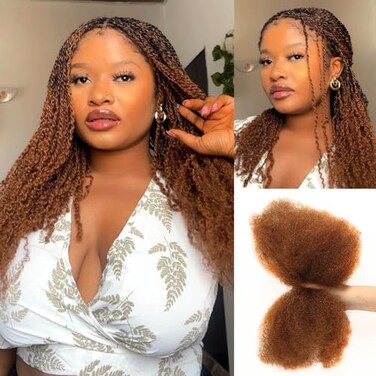 QUEEN VIRGIN QVR Afro Kinkys Bulk Human Hair for Dreadlock Extensions Repair Locs Twist Braiding Afro Kinky Human Hair for Locs 1 Pack 50 Gram