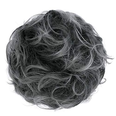 CAISHA Big Hairpiece Scrunchy Updo Bridal Hairstyle curly Messy Bun Ash Gray Mix G26E