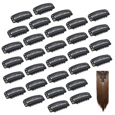 Dreamlover Wig Clips to Secure Wig Clips for Hair Extensions 6 Teeth 30 Pieces Black