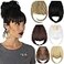 SLLIE 2PCS Clip in Bangs Hair Extensions 8 Thick Full Neat Fringe Hair Extension with Temples One Piece Clip on Front Bangs Hairpiece