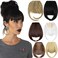 SLLIE 2PCS Clip in Bangs Hair Extensions 8 Thick Full Neat Fringe Hair Extension with Temples One Piece Clip on Front Bangs Hairpiece