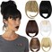 SLLIE 2PCS Clip in Bangs Hair Extensions 8 Thick Full Neat Fringe Hair Extension with Temples One Piece Clip on Front Bangs Hairpiece