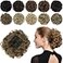Rose bud Chignon Hairpiece Curly Bun Extensions Scrunchie Updo Synthetic Combs in Messy Bun Hair Piece for Women Light Brown