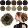 Rose bud Chignon Hairpiece Curly Bun Extensions Scrunchie Updo Synthetic Combs in Messy Bun Hair Piece for Women Light Brown